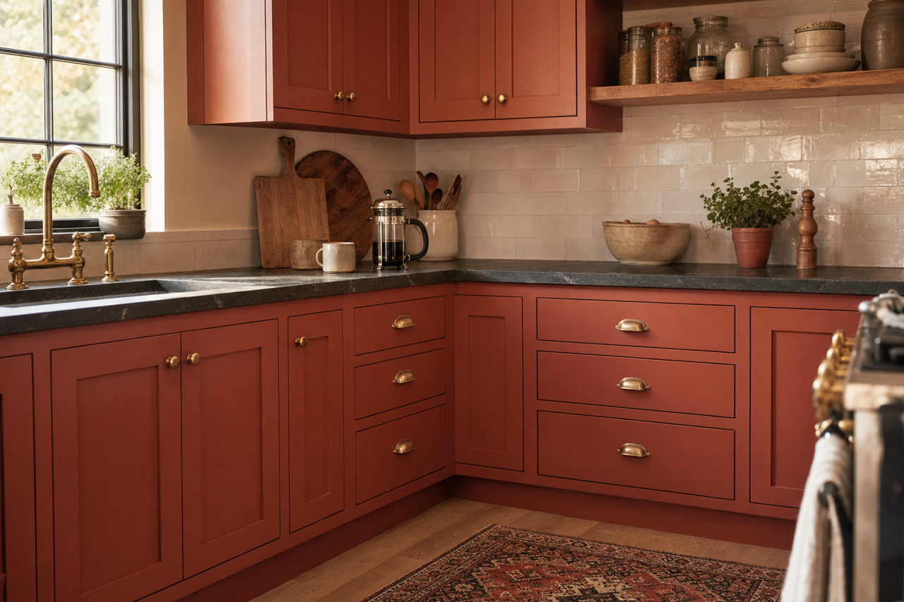 Tea by Benjamin Moore on cabinets