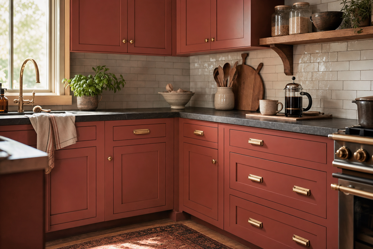 Rustic by Benjamin Moore on cabinets