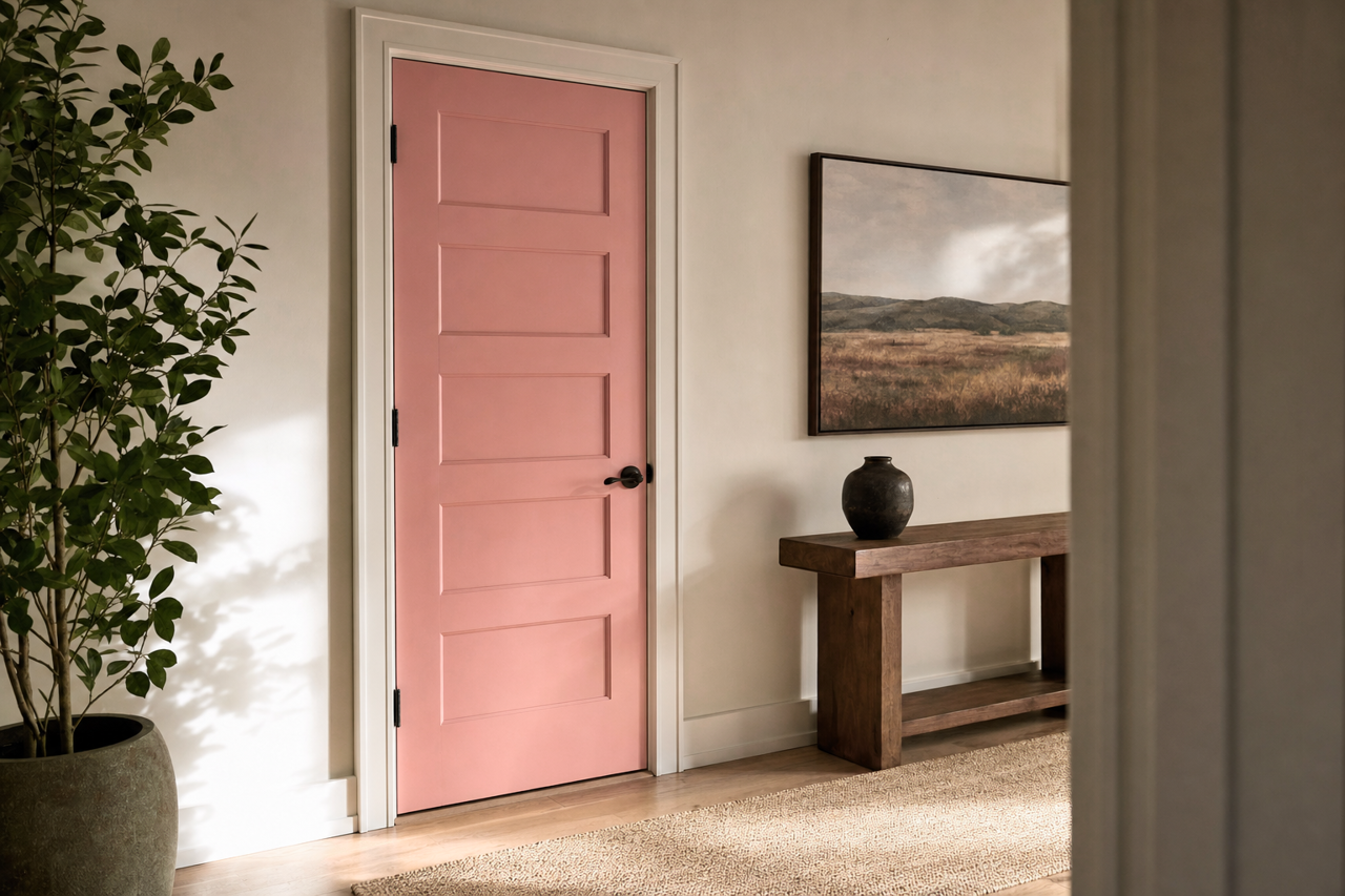 Rosy by Benjamin Moore on interior-doors