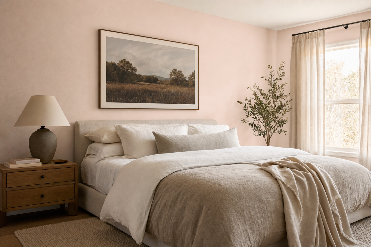 Pink by Benjamin Moore on interiors