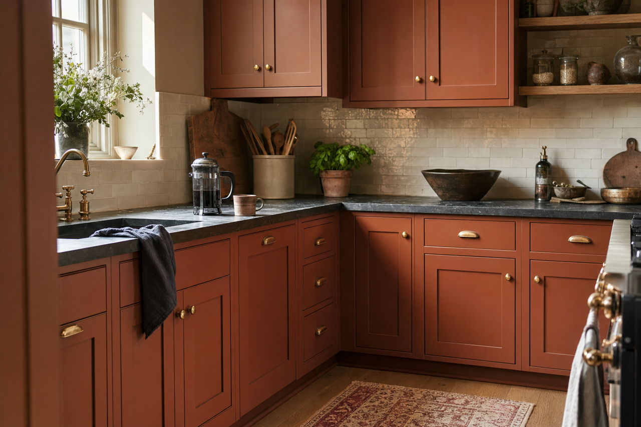 Burnt by Benjamin Moore on cabinets