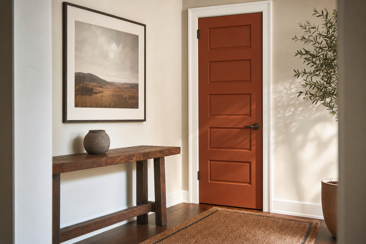 Burnt by Benjamin Moore on interior-doors