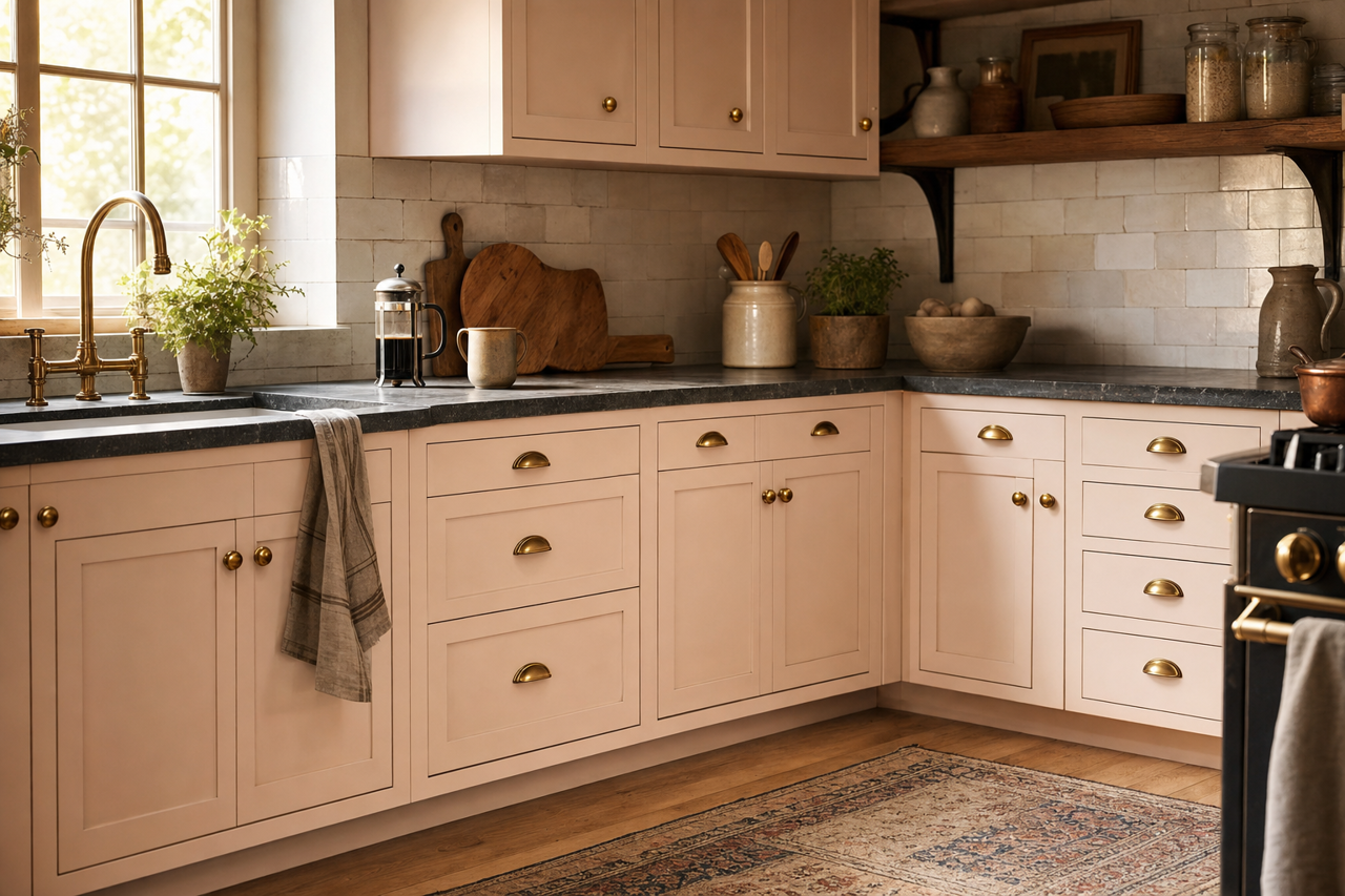 Misty by Benjamin Moore on cabinets