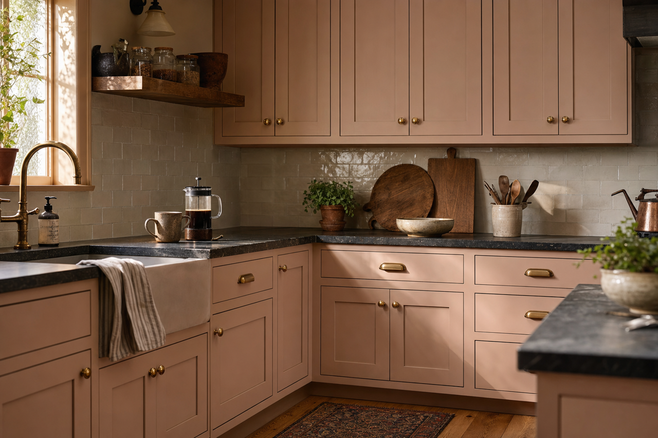 Flax by Benjamin Moore on cabinets