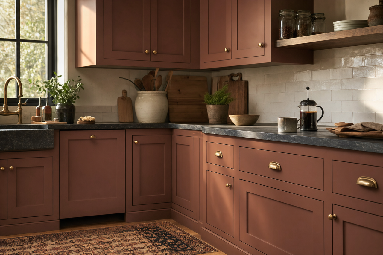 Leather by Benjamin Moore on cabinets