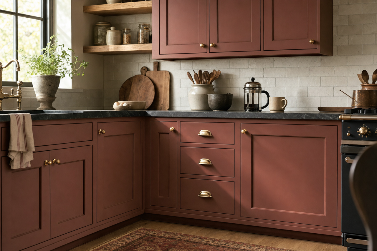 Suede by Benjamin Moore on cabinets