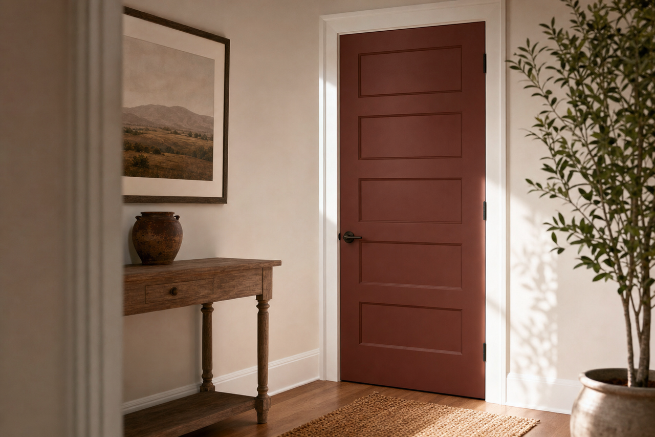 Suede by Benjamin Moore on interior-doors