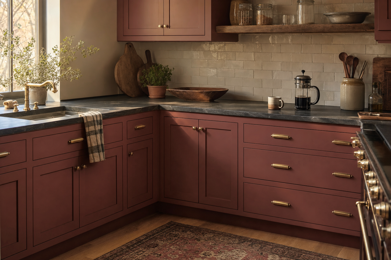 Pumpernickel by Benjamin Moore on cabinets