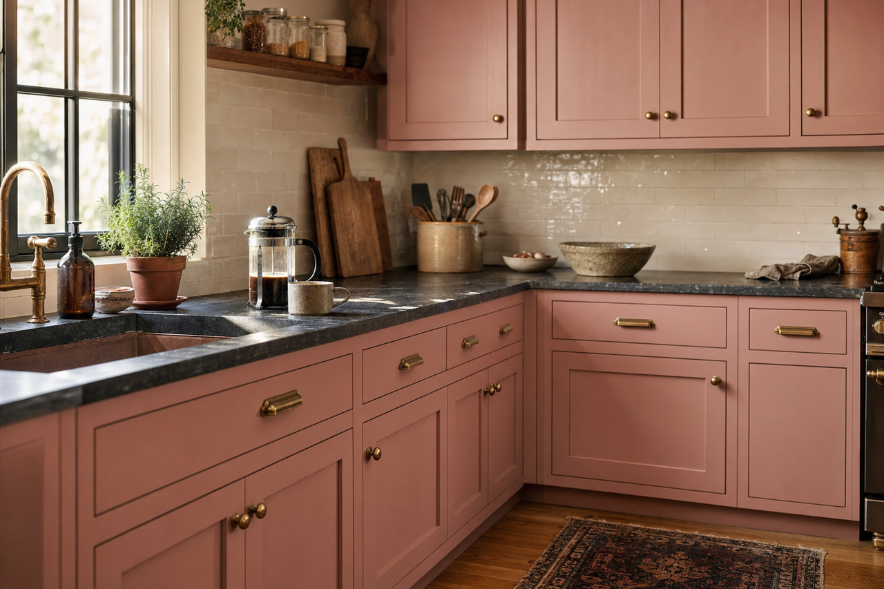 Cherry by Benjamin Moore on cabinets