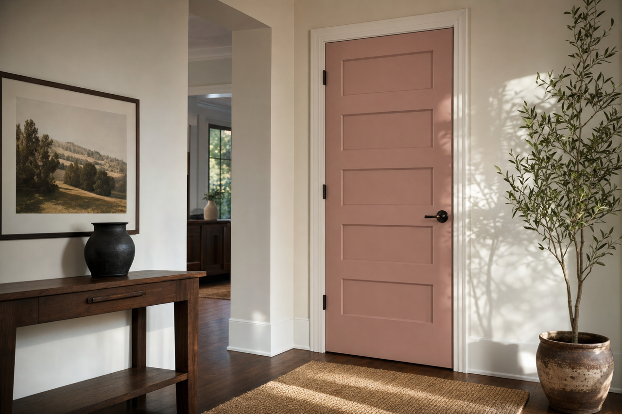 Cherry by Benjamin Moore on interior-doors