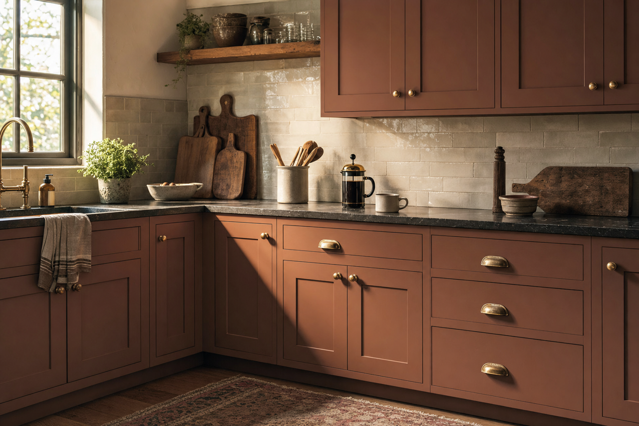 Auberge by Benjamin Moore on cabinets