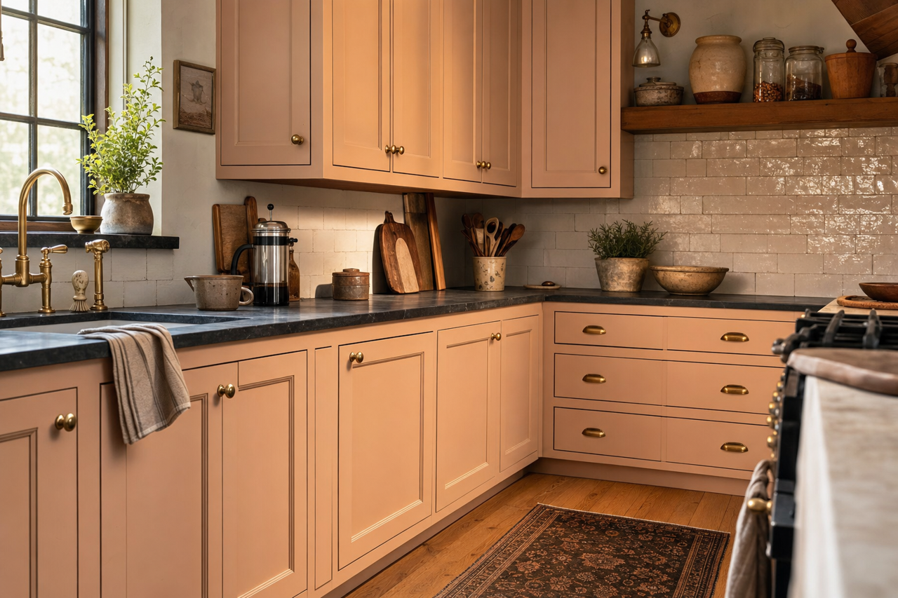 Driftscape by Benjamin Moore on cabinets