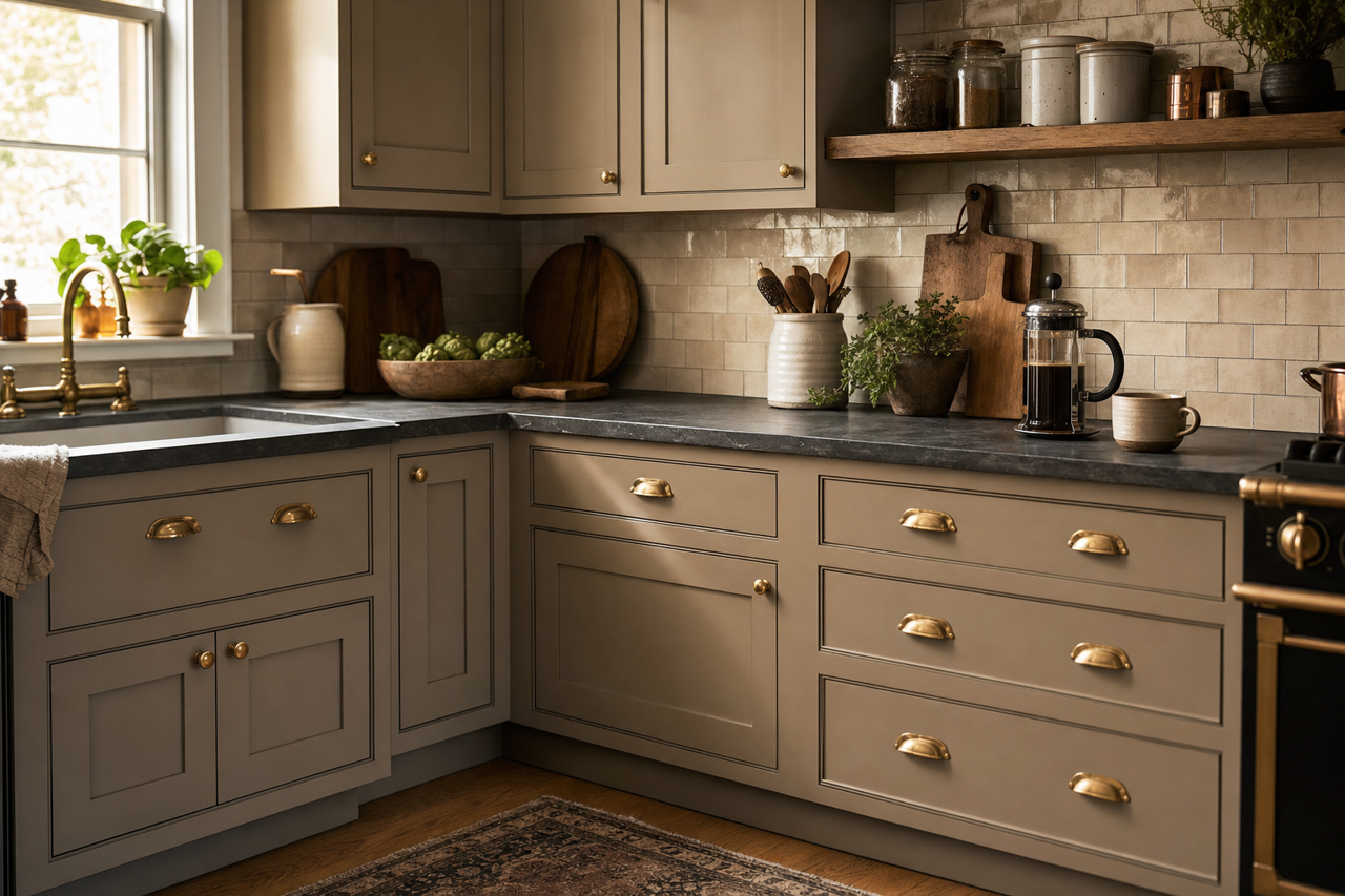 Stardust by Benjamin Moore on cabinets
