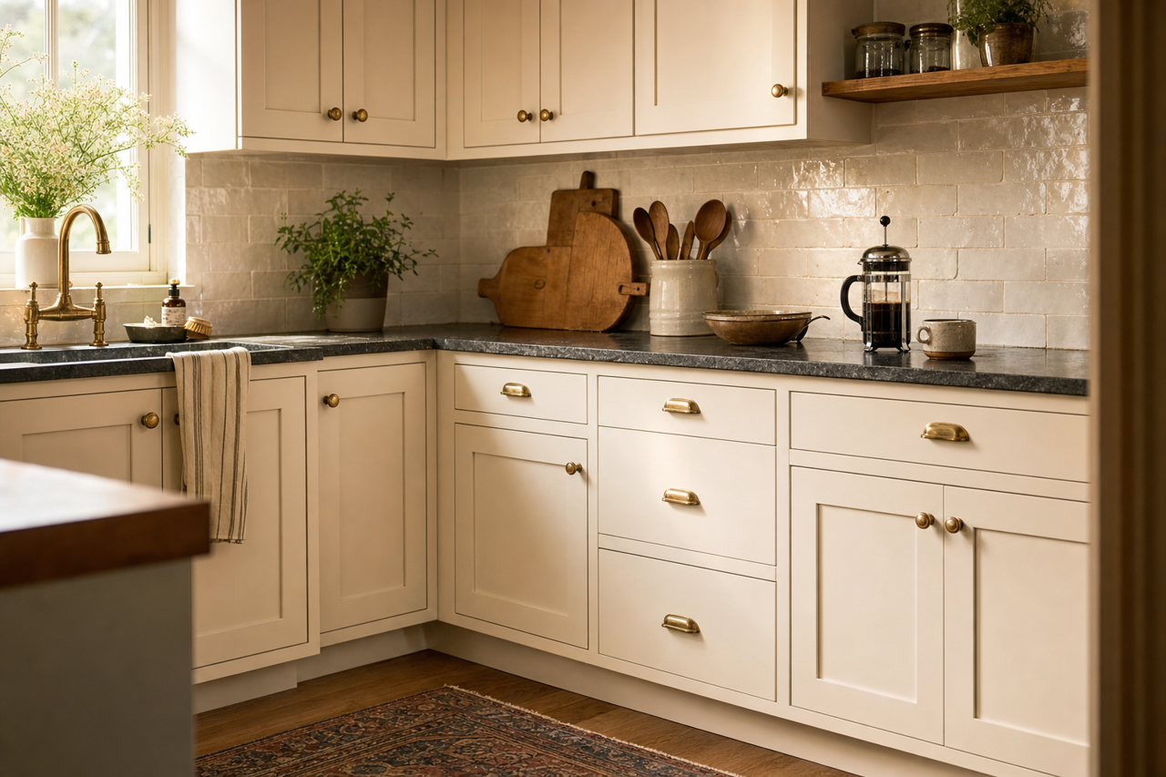 Lacey by Benjamin Moore on cabinets