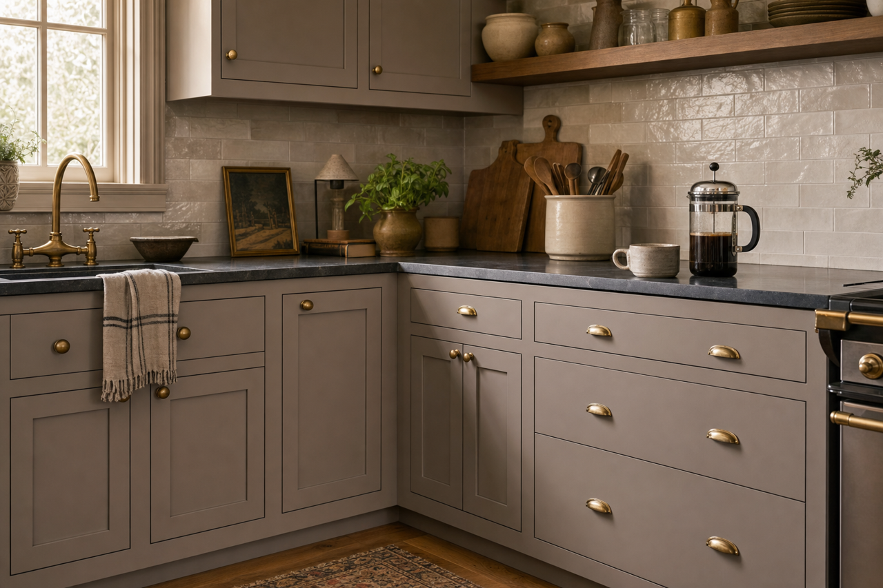 Smoked by Benjamin Moore on cabinets