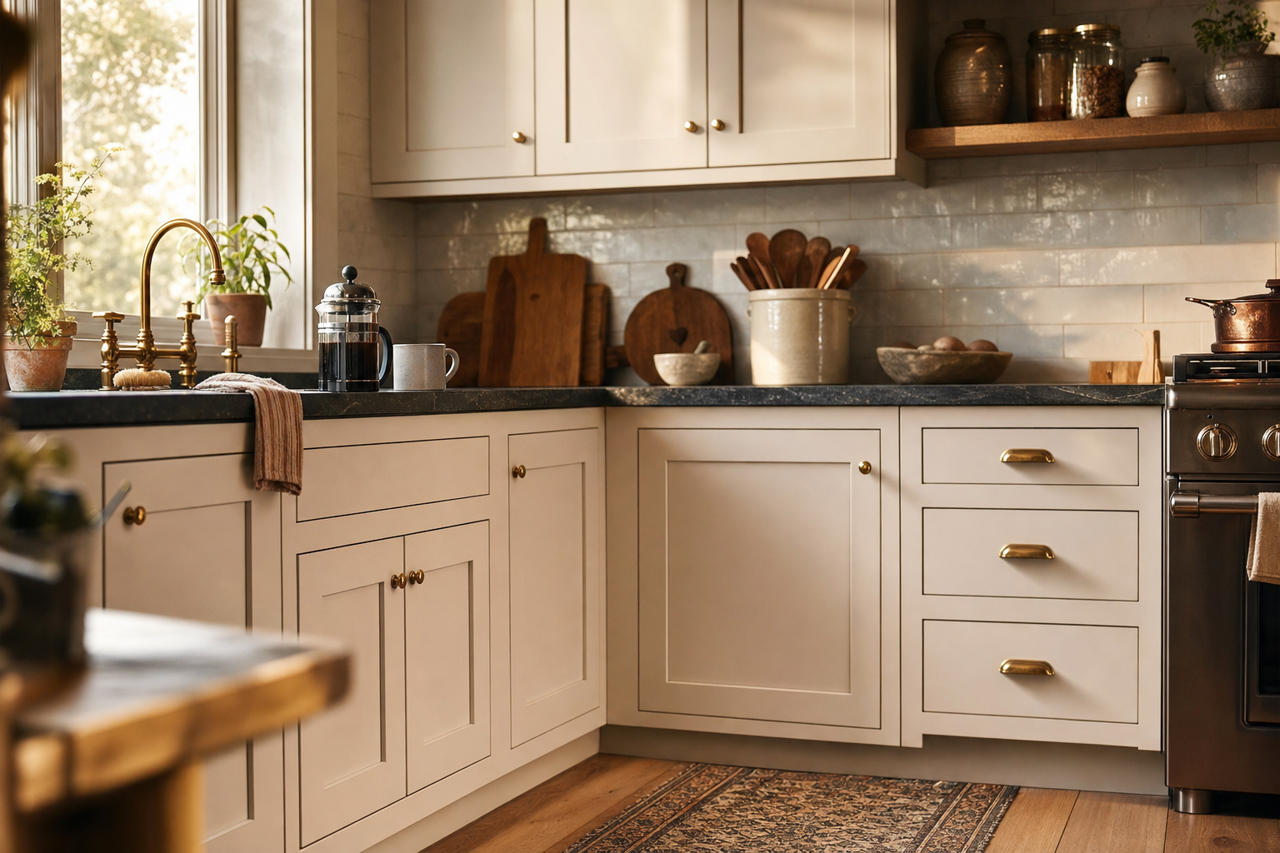 A by Benjamin Moore on cabinets