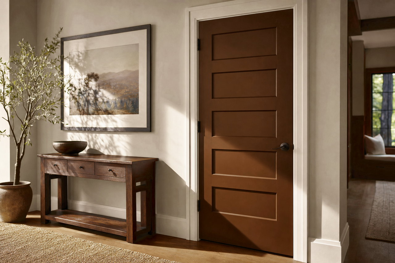 Taupe by Benjamin Moore on interior-doors