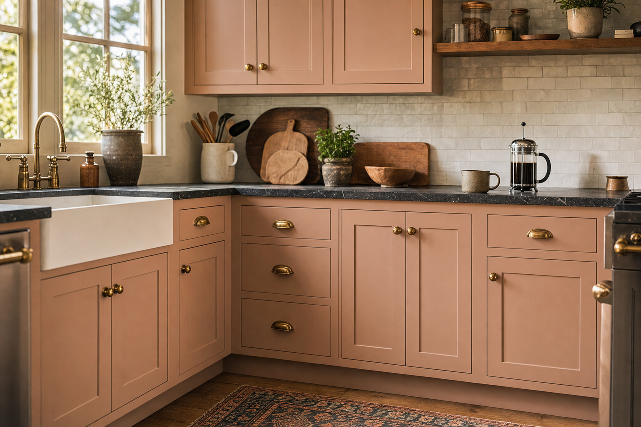 Seaside by Benjamin Moore on cabinets