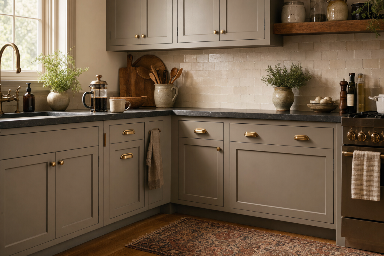 Taos by Benjamin Moore on cabinets