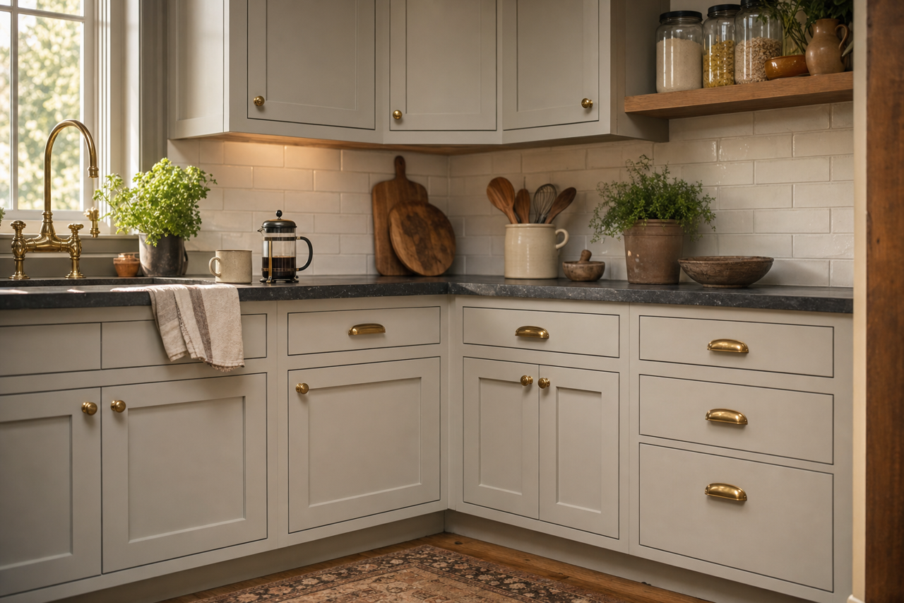 Stone by Benjamin Moore on cabinets