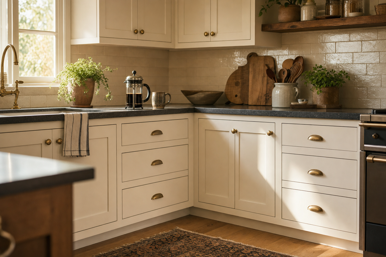 Calm by Benjamin Moore on cabinets