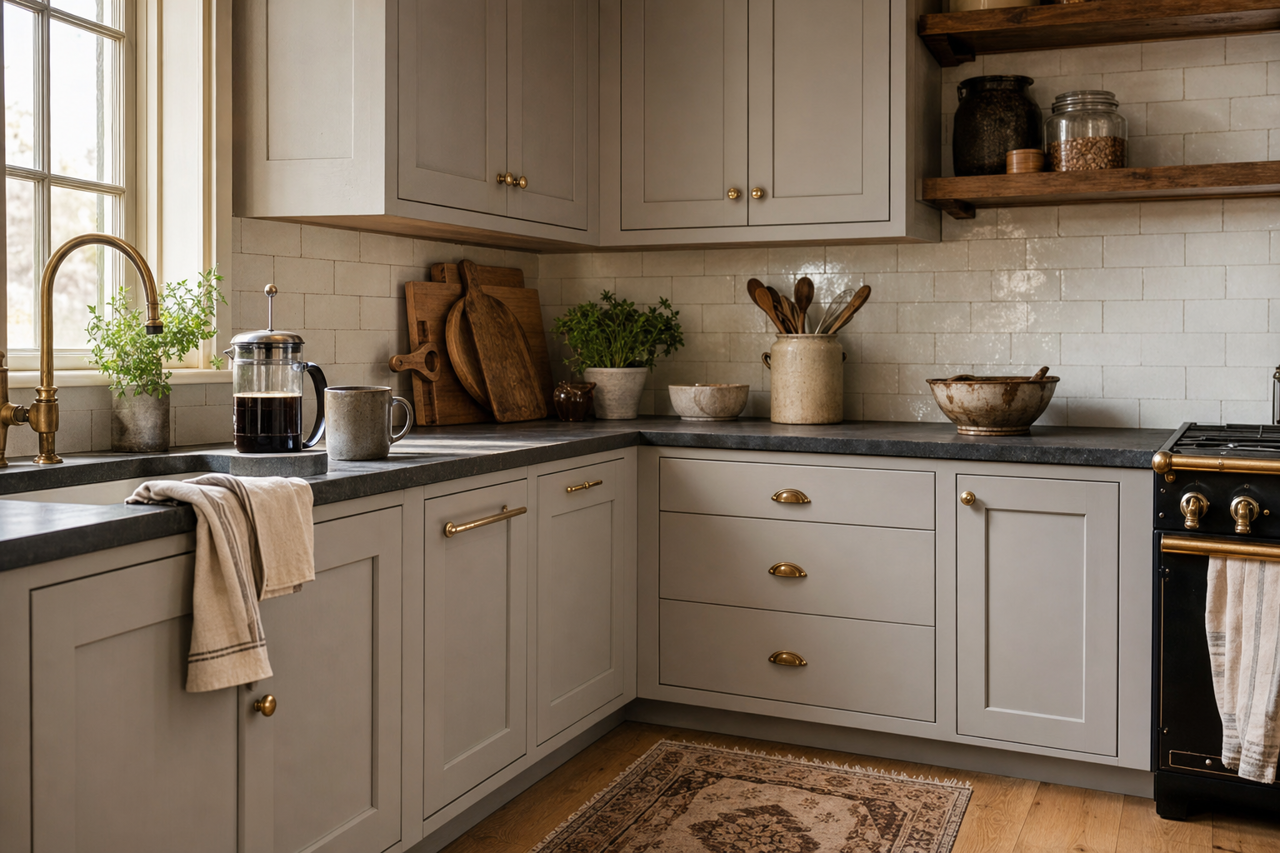 Stormy by Benjamin Moore on cabinets