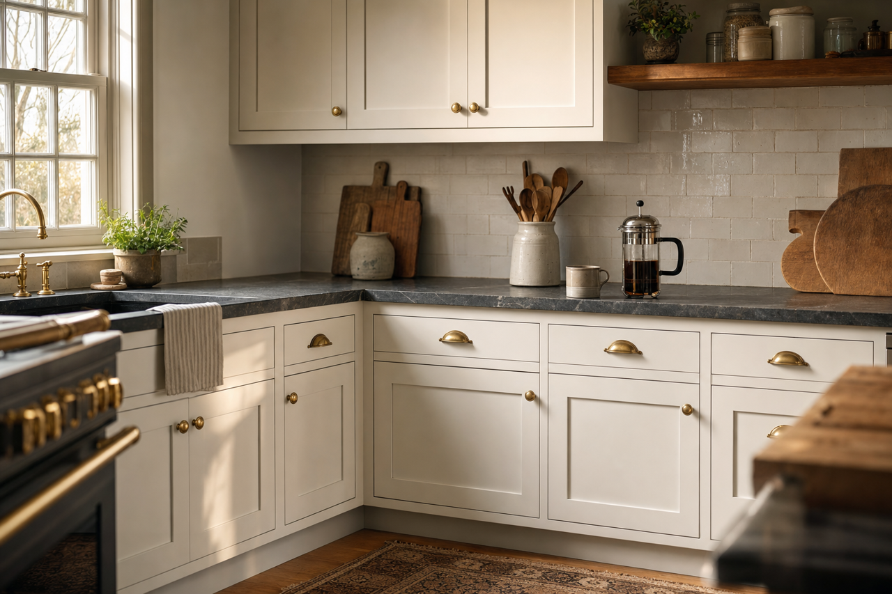 American by Benjamin Moore on cabinets