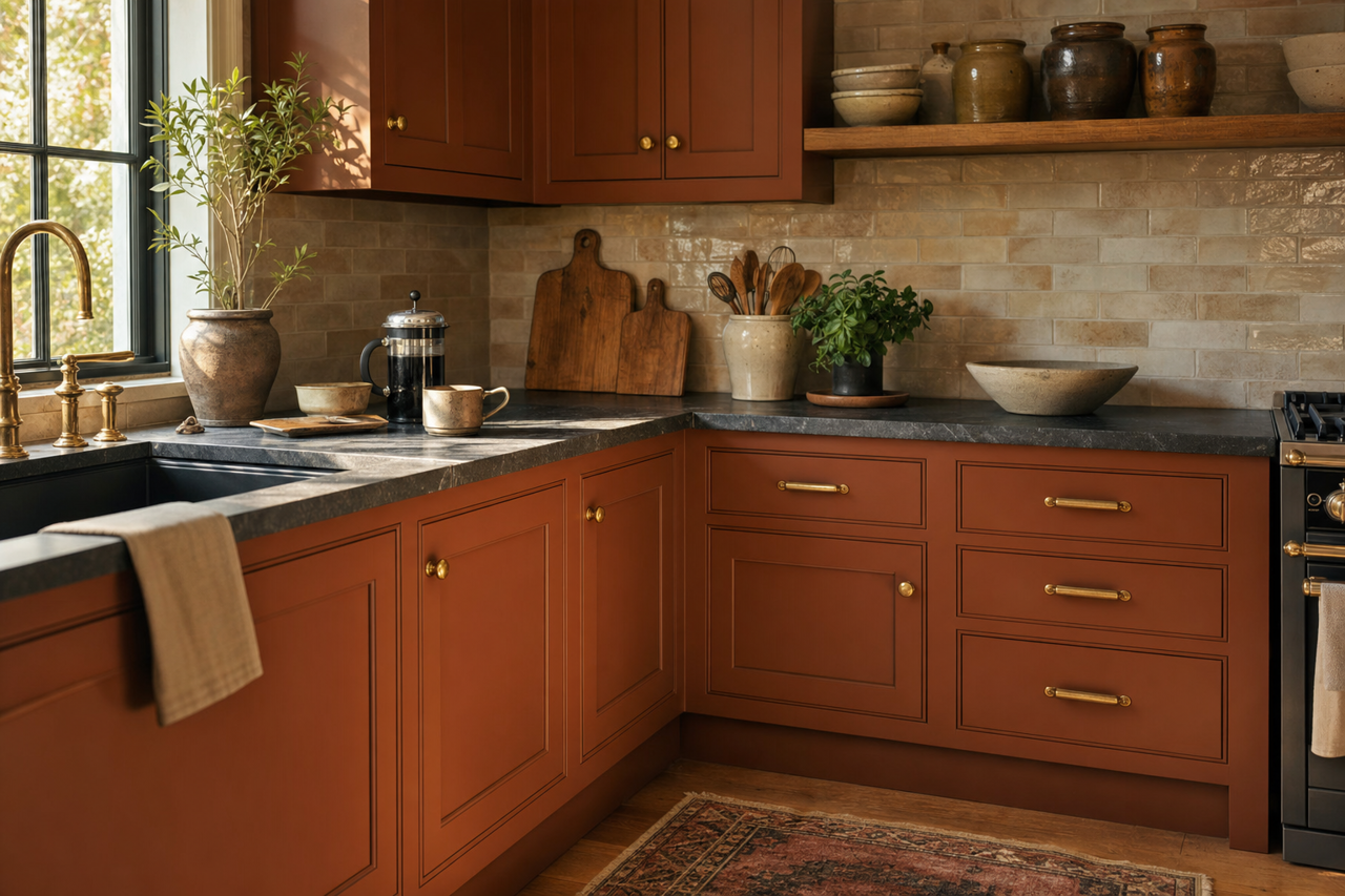 Bittersweet by Benjamin Moore on cabinets