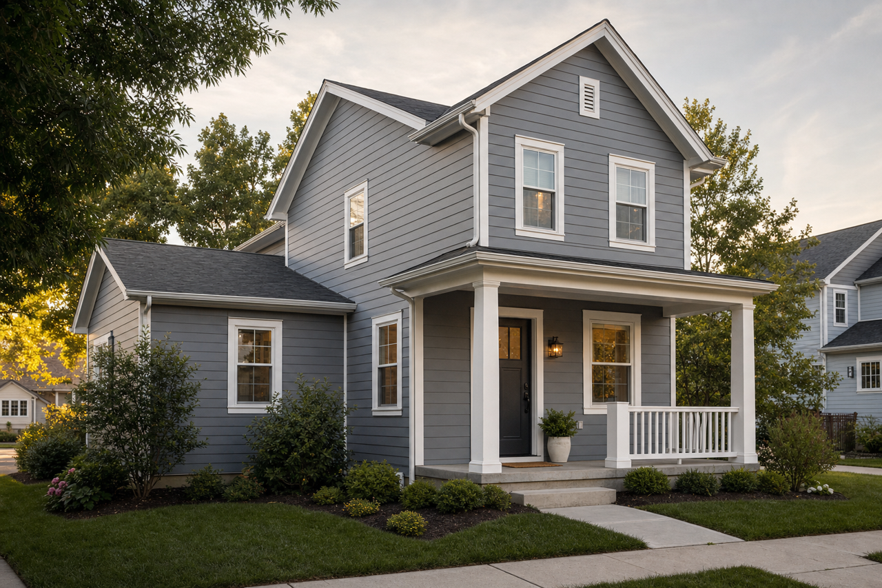 Silver by Benjamin Moore on exterior
