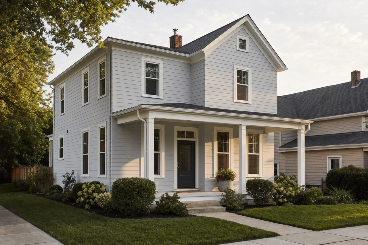 Silver by Benjamin Moore on exterior