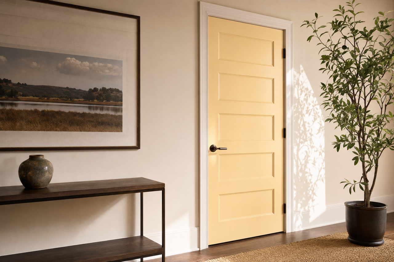 Happy by Benjamin Moore on interior-doors