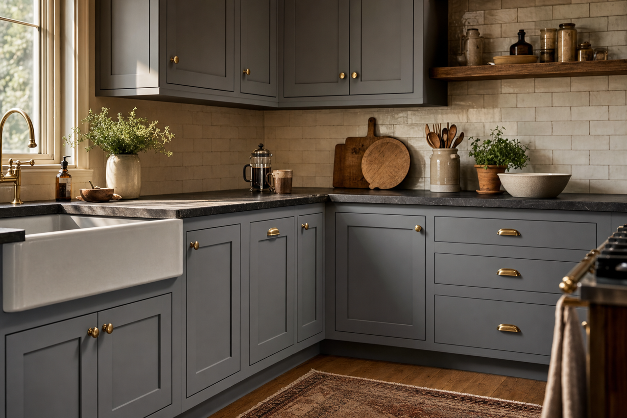 Smoke by Benjamin Moore on cabinets