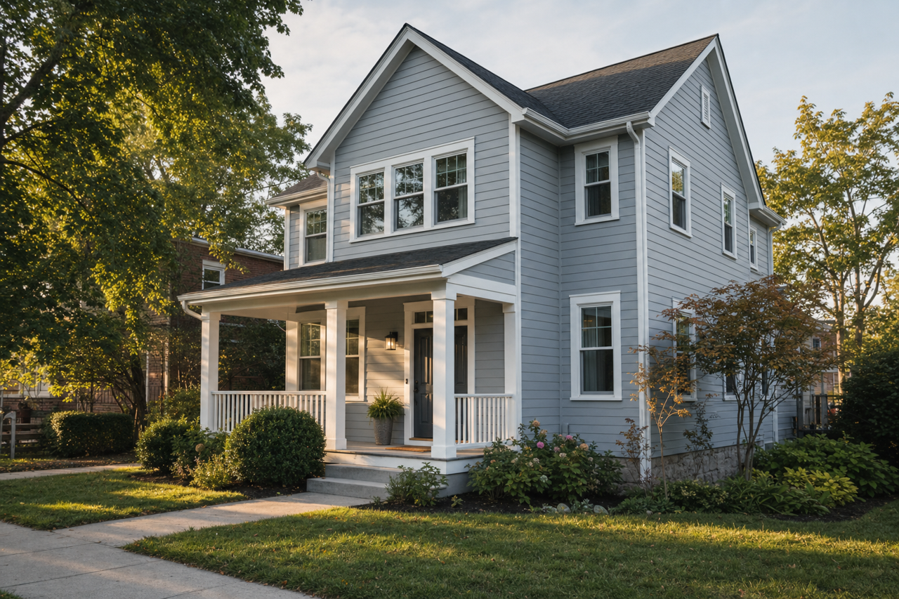 Silver by Benjamin Moore on exterior
