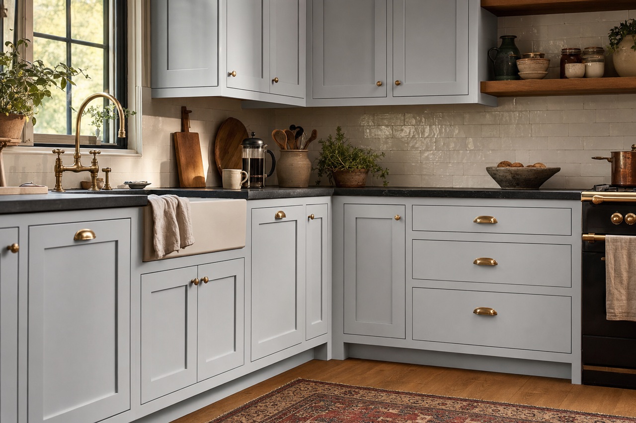 White by Benjamin Moore on cabinets