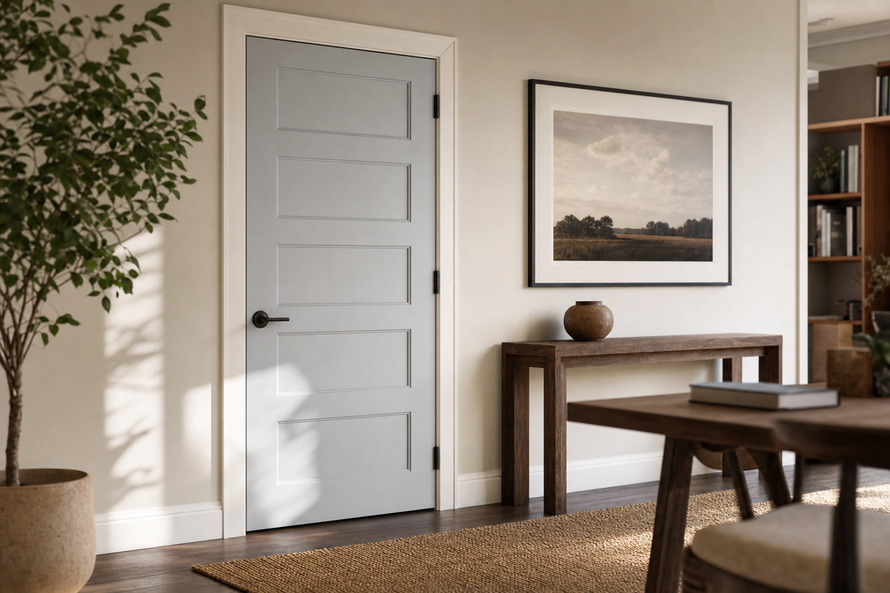 White by Benjamin Moore on interior-doors