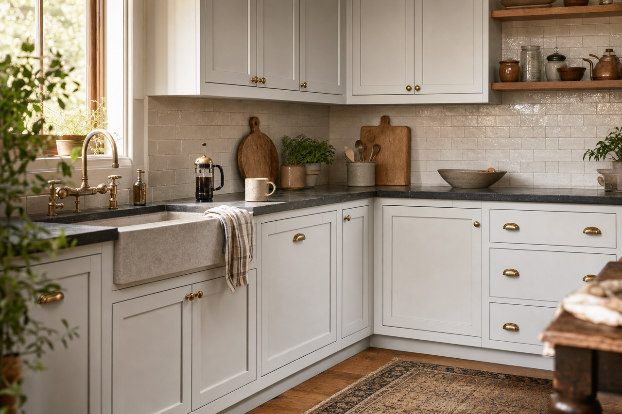 Stone by Benjamin Moore on cabinets