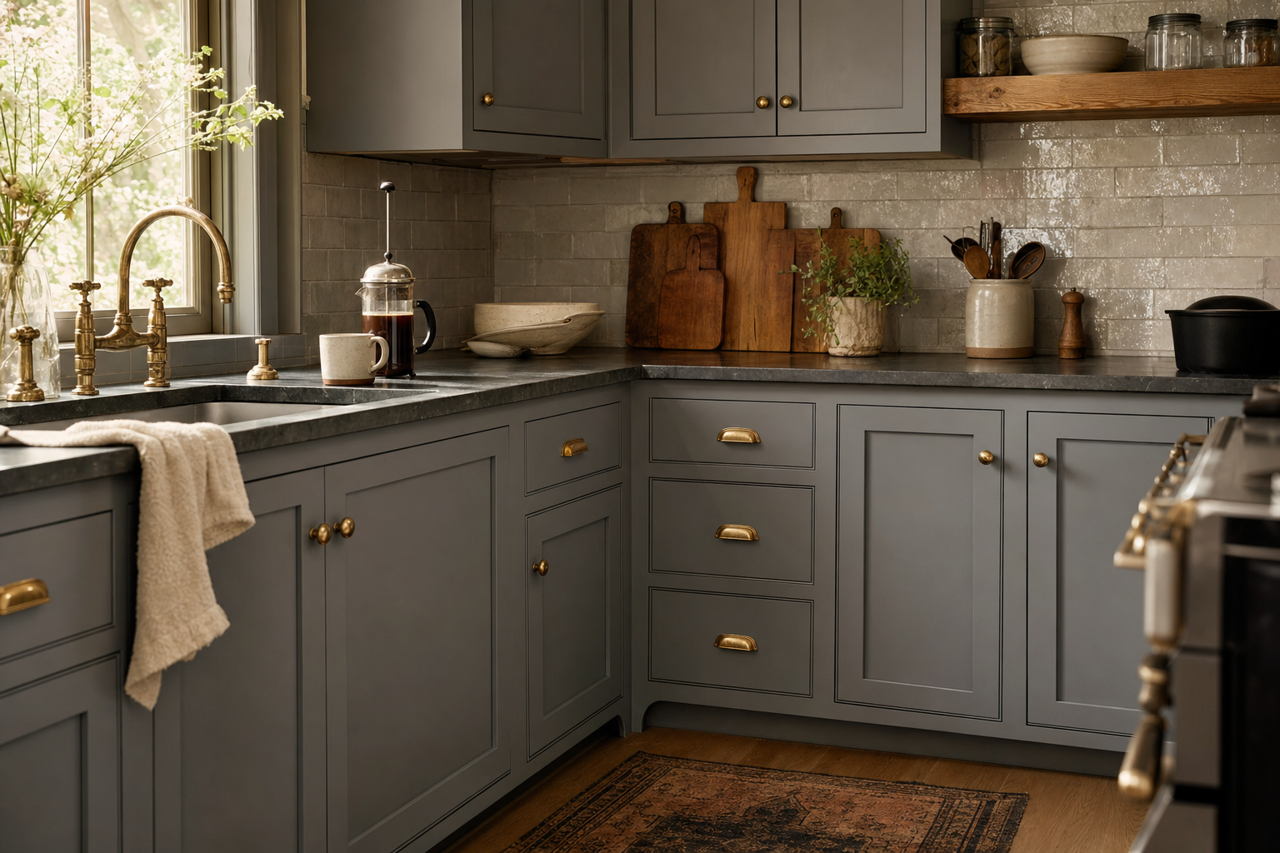 Steel by Benjamin Moore on cabinets