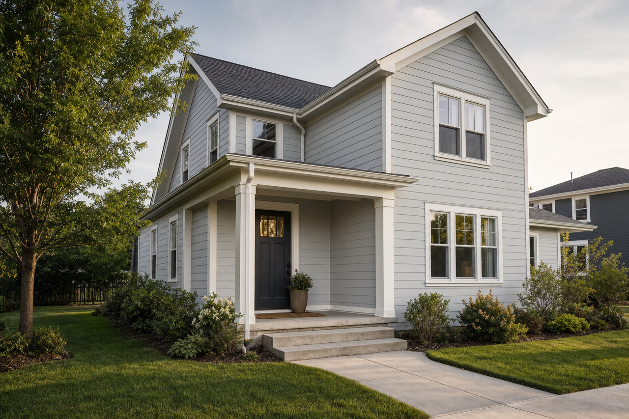 Silver by Benjamin Moore on exterior