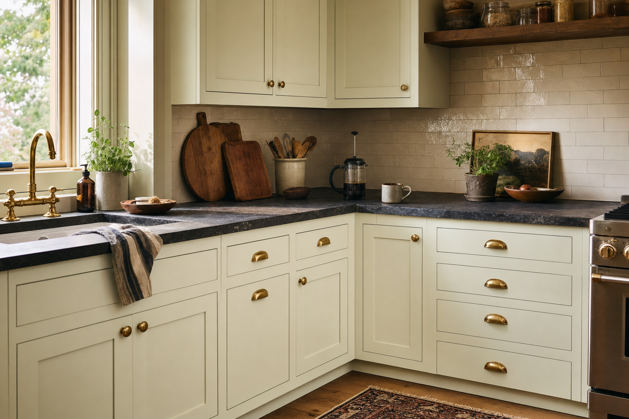 Chantilly by Benjamin Moore on cabinets