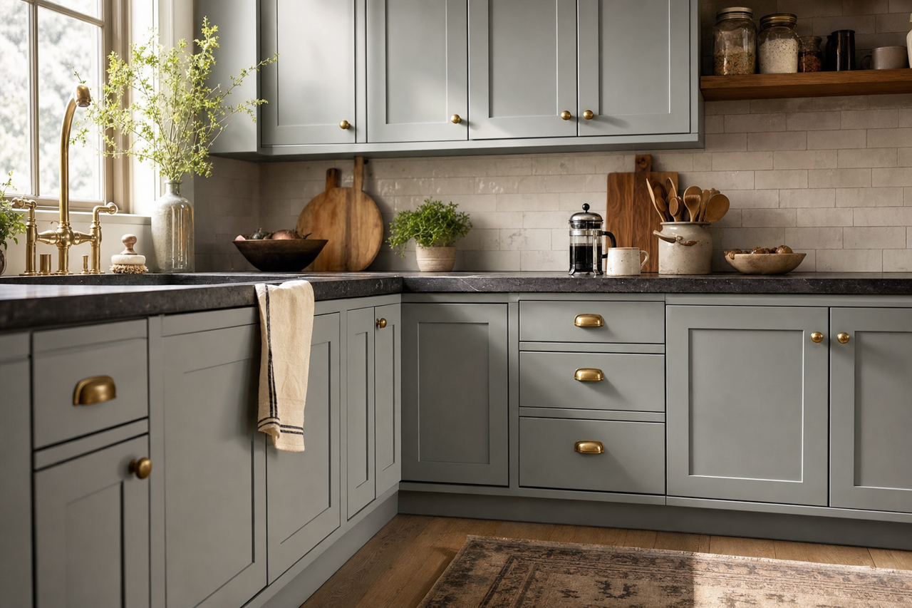Cloudy by Benjamin Moore on cabinets