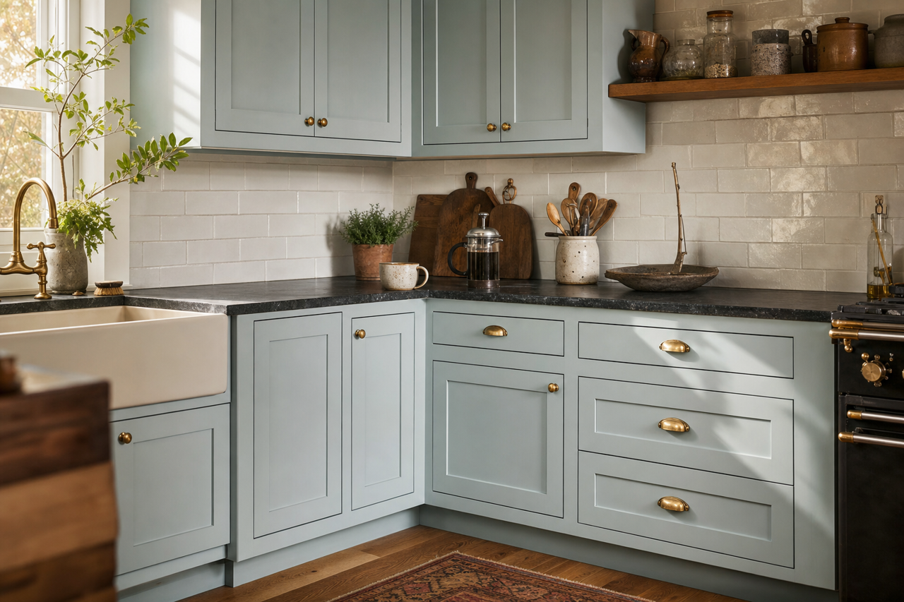 Smoke by Benjamin Moore on cabinets