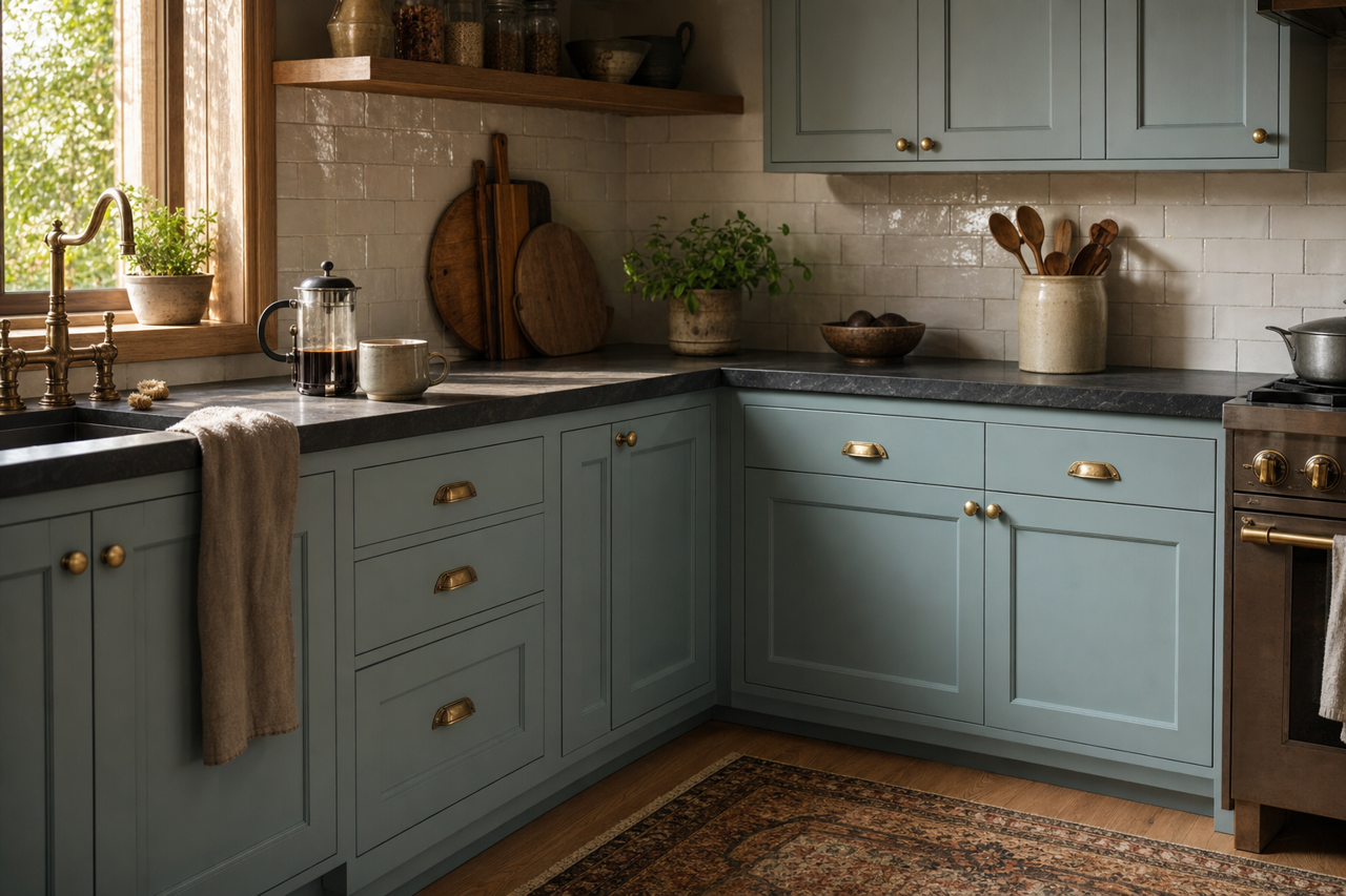 Sea by Benjamin Moore on cabinets