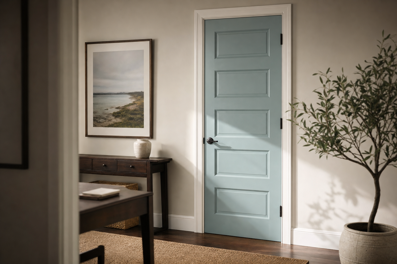 Sea by Benjamin Moore on interior-doors