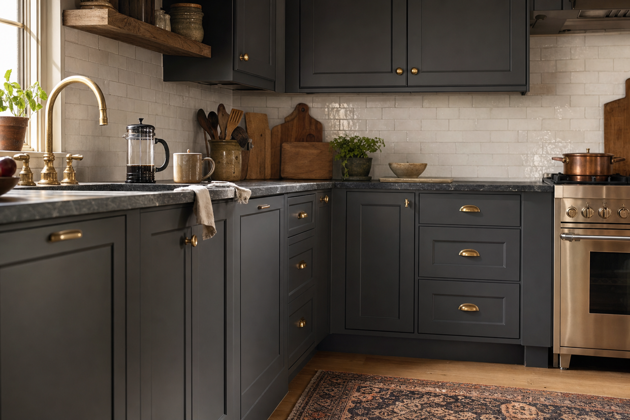 Wrought by Benjamin Moore on cabinets