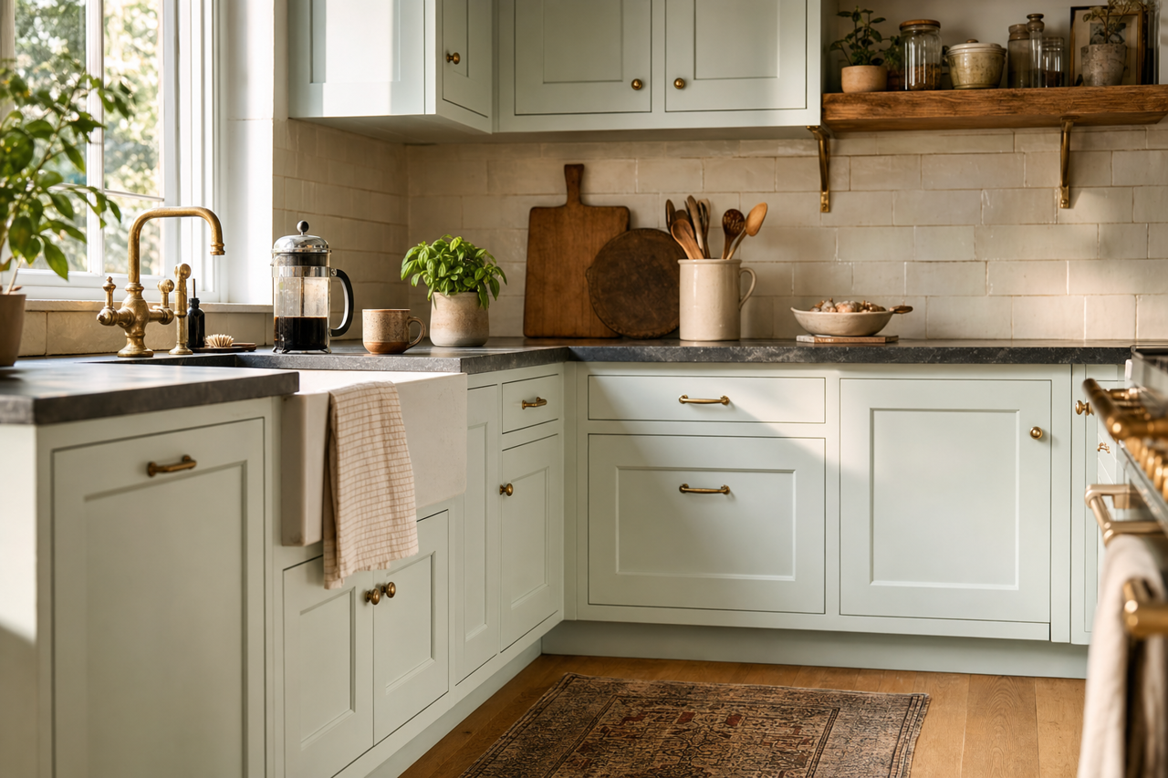 Distant by Benjamin Moore on cabinets