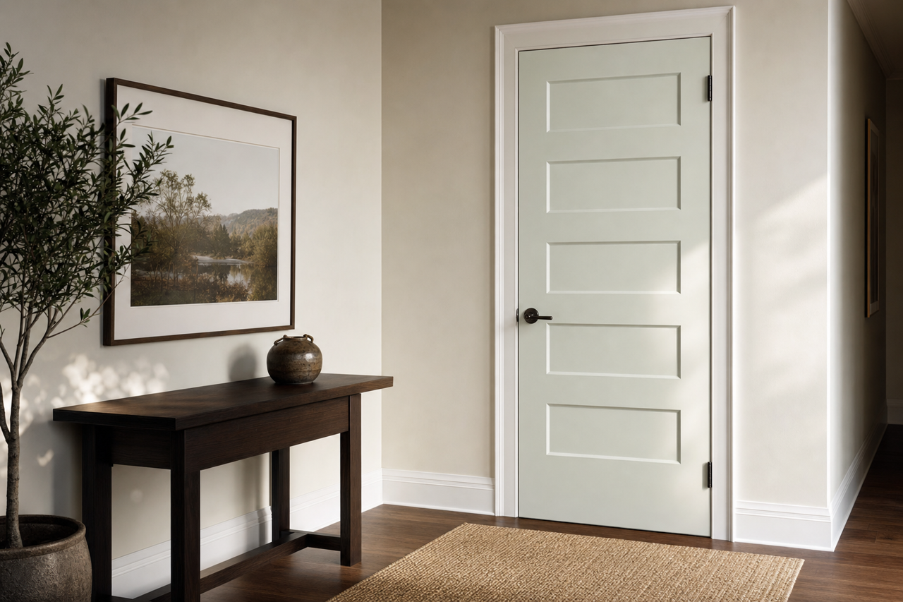 Distant by Benjamin Moore on interior-doors