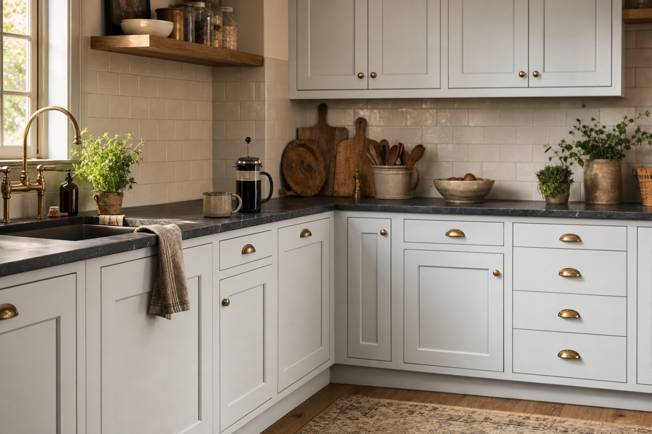 Gray by Benjamin Moore on cabinets