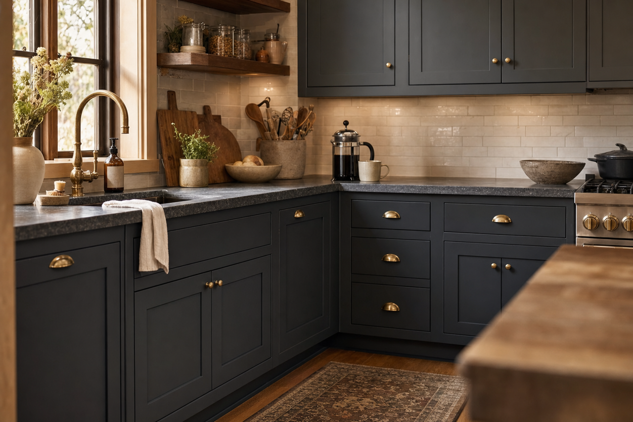 Midnight by Benjamin Moore on cabinets