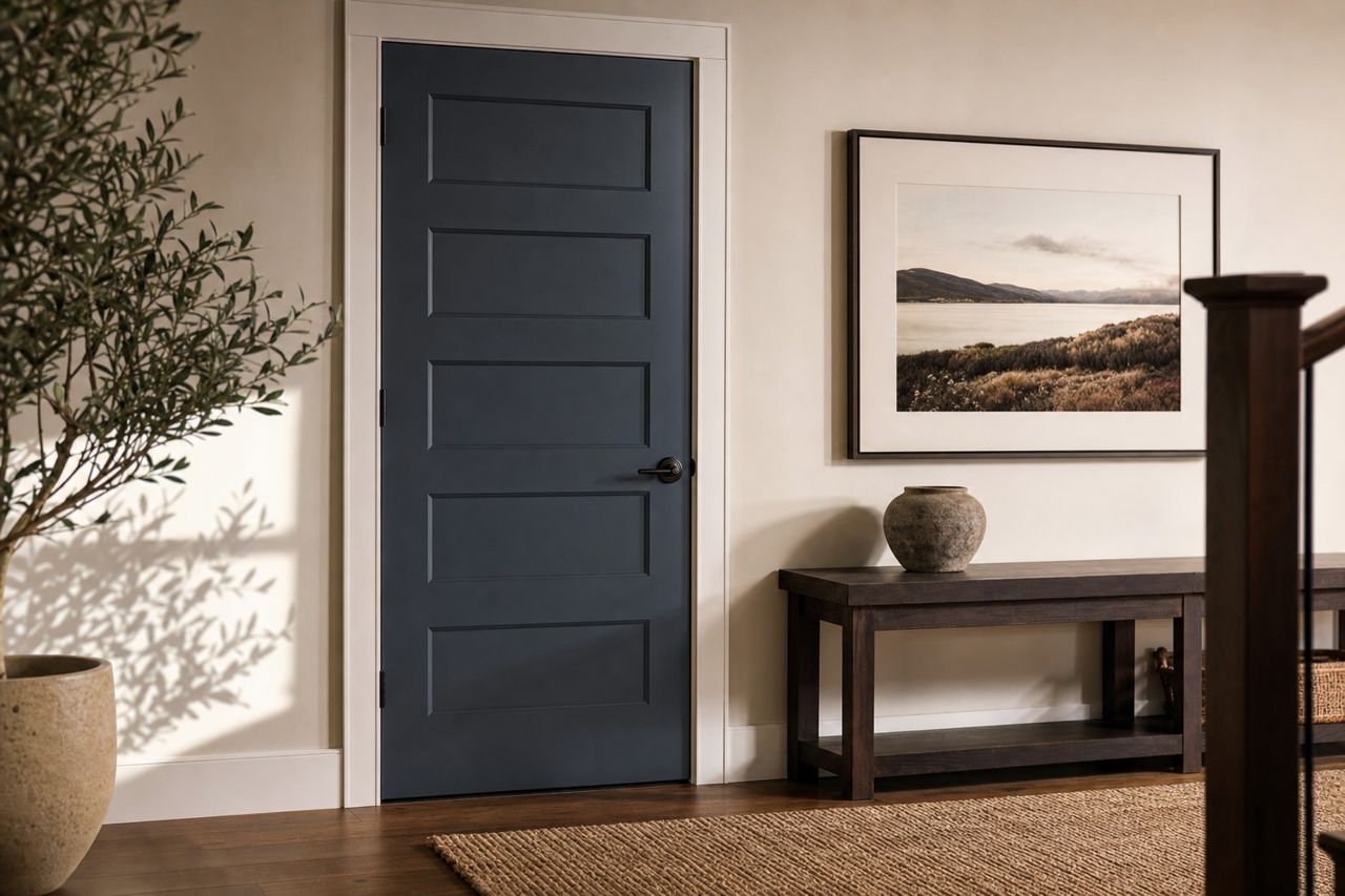 Blue by Benjamin Moore on interior-doors