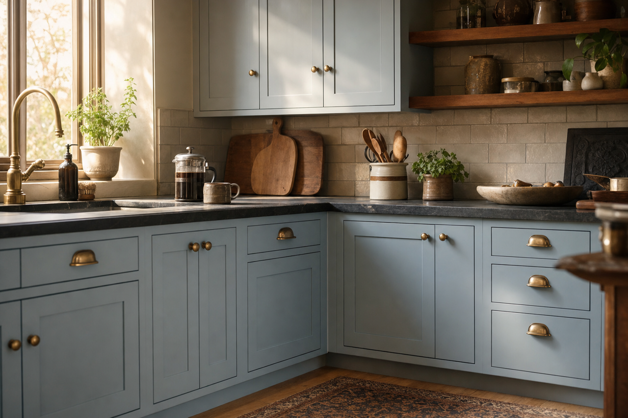 Winter by Benjamin Moore on cabinets